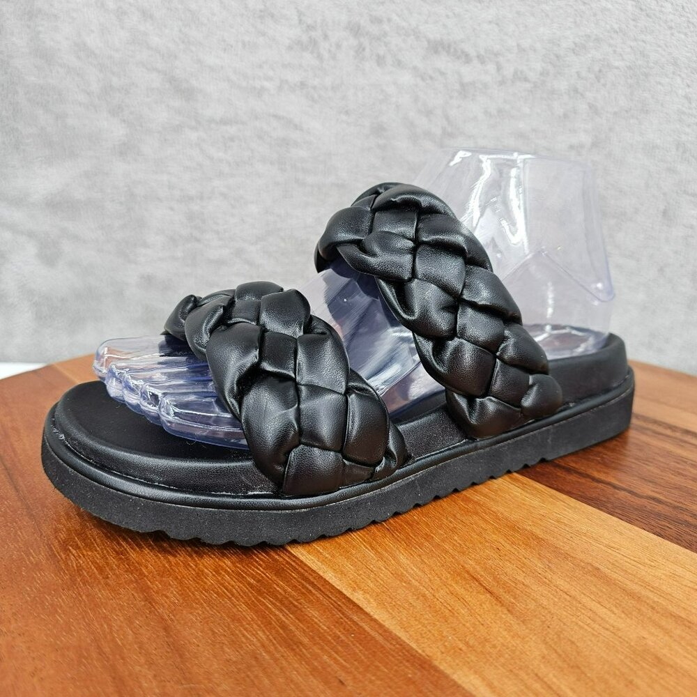 BP Urma Slide Sandals Black Cushy Braided Double Straps Grippy Soles Nordstrom - Picture 14 of 14